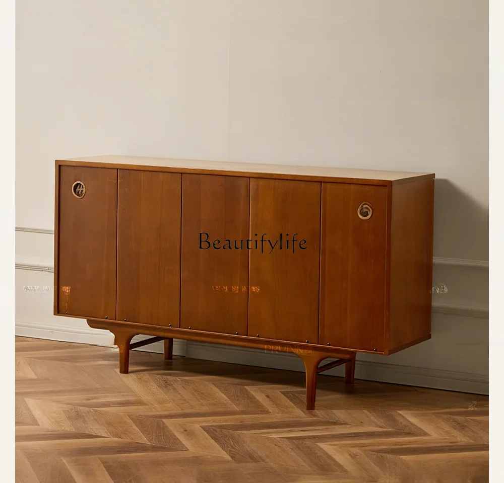 

ld 30Solid Wood Sideboard Cabinet Home Living Room Wall Storage Multi-Layer Drawer Storage Cabinet