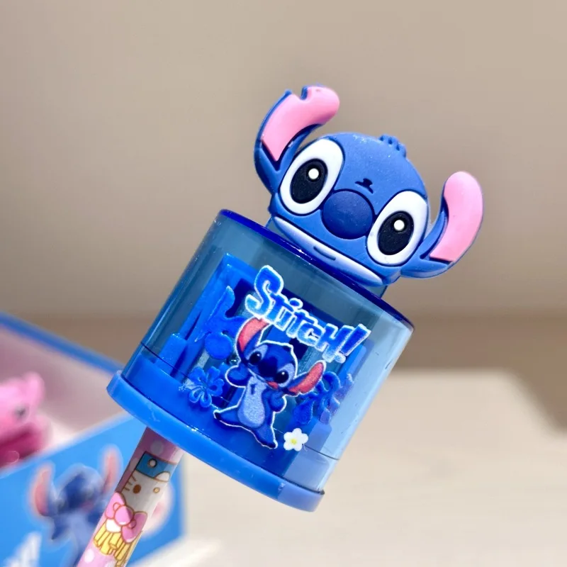 2pcs Cartoon Disney Stitch Silicone Dual Control Sharpener Students Cute Cartoon Pencil Sharpener Children's Stationery