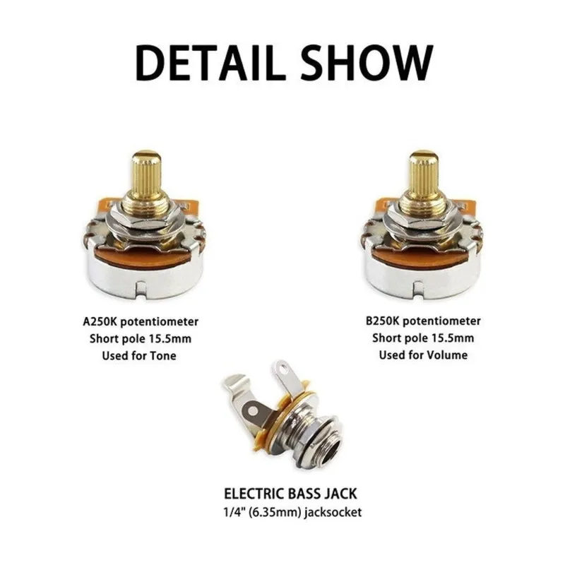 ABHS-PB-Style Bass Wiring Kit-Wiring Included Potentiometers, Capacitors, Output Jack-Ideal For Upgrades And Customization Modif
