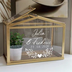 Pegatinas de vinilo con nombre y fecha personalizadas para decoración del hogar, calcomanía de pared, tarjetas de boda y caja de regalos, bricolaje