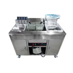 Corn Dog Electric Deep Fryer Chip Chicken Hot Dog Cart With Grill And Deep Fryer Fast Food Restaurant Equipment Commercial