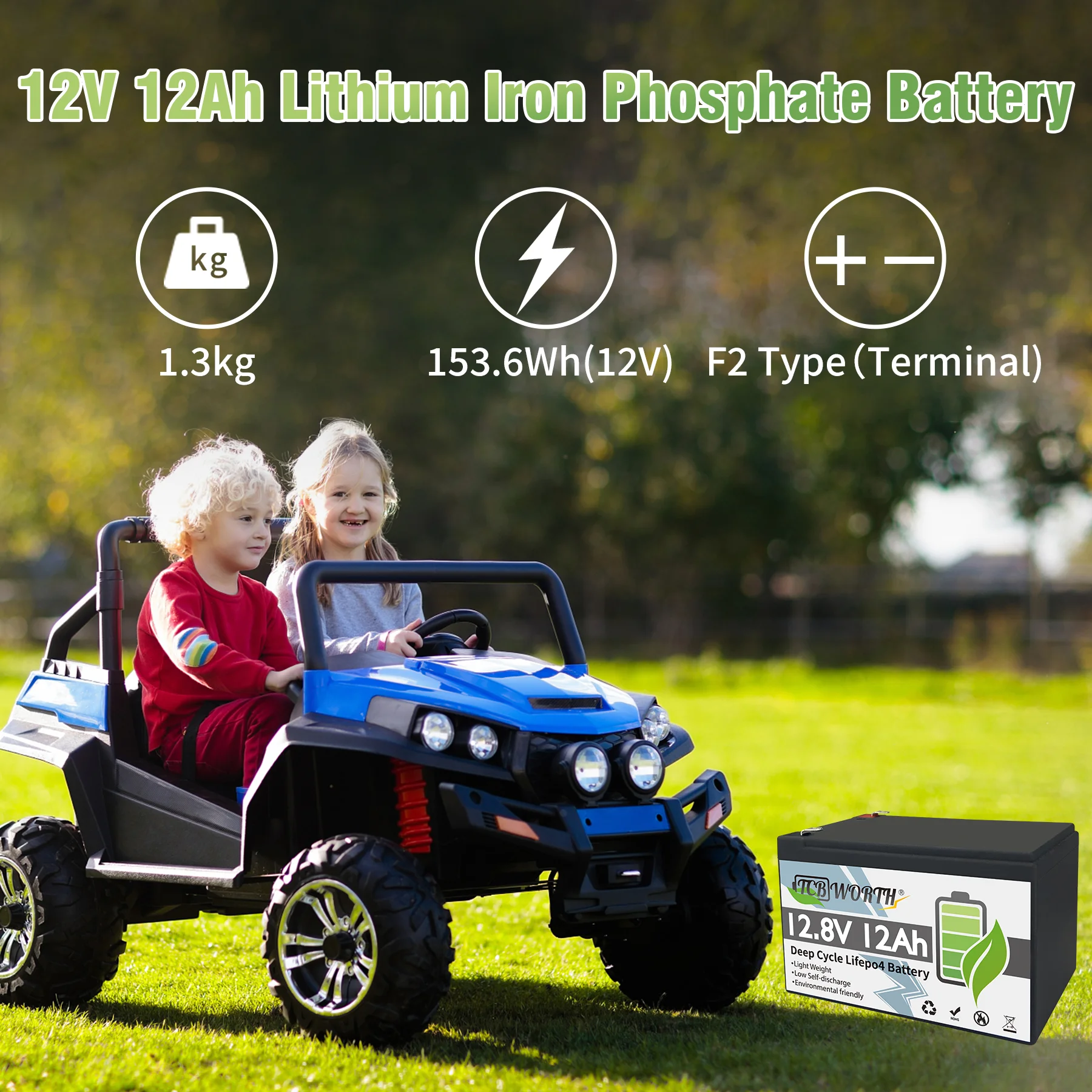 12V 6/12AH LiFePO4 Lithium Battery Rechargeable LiFePO4 Lithium Ion Phosphate Battery with BMS for Kids Scooters Outdoor Camper