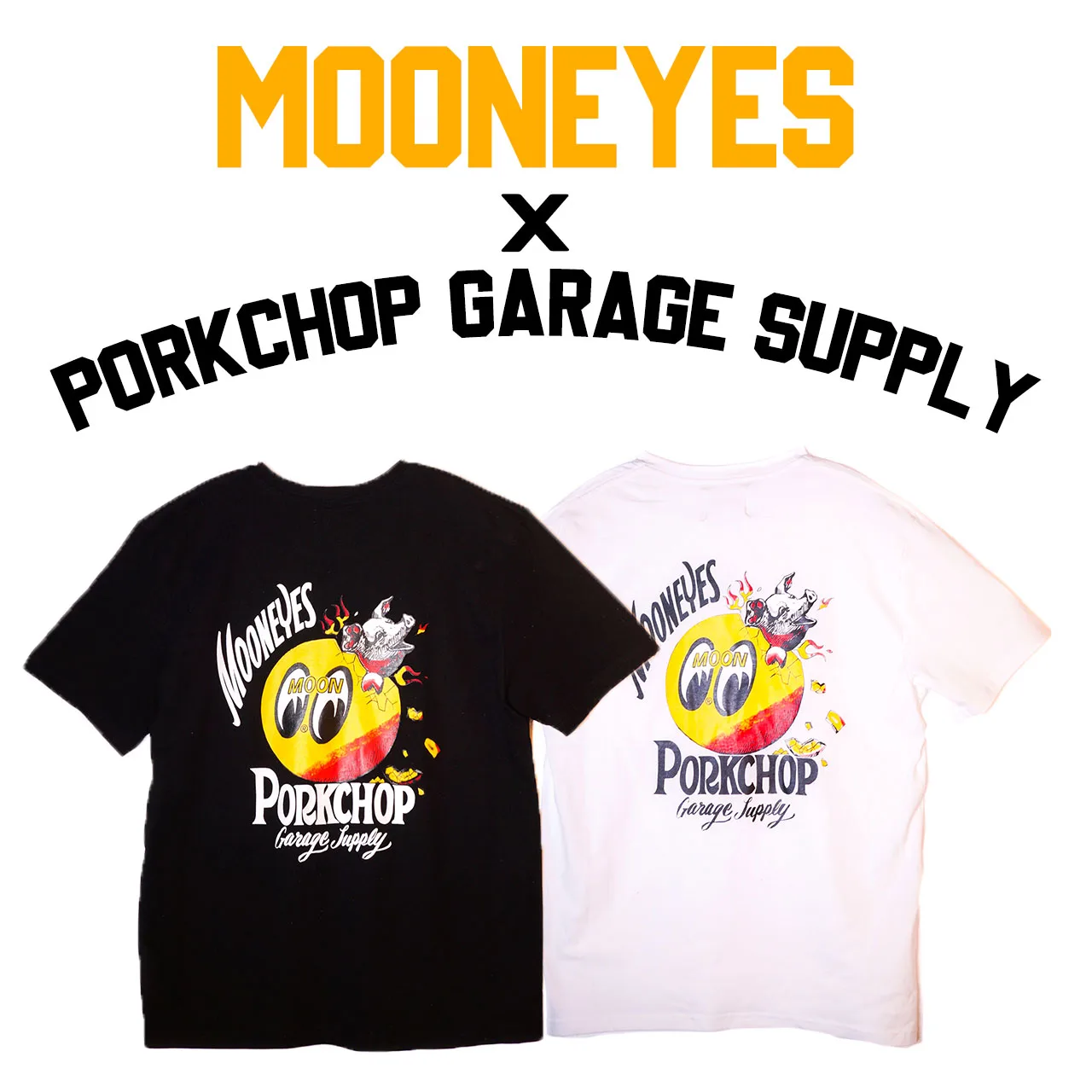 

MOONEYES совместная PORKCHOP тяжелая совместная модель японский нишевый локомотив нейтральная футболка ретро скейтборд