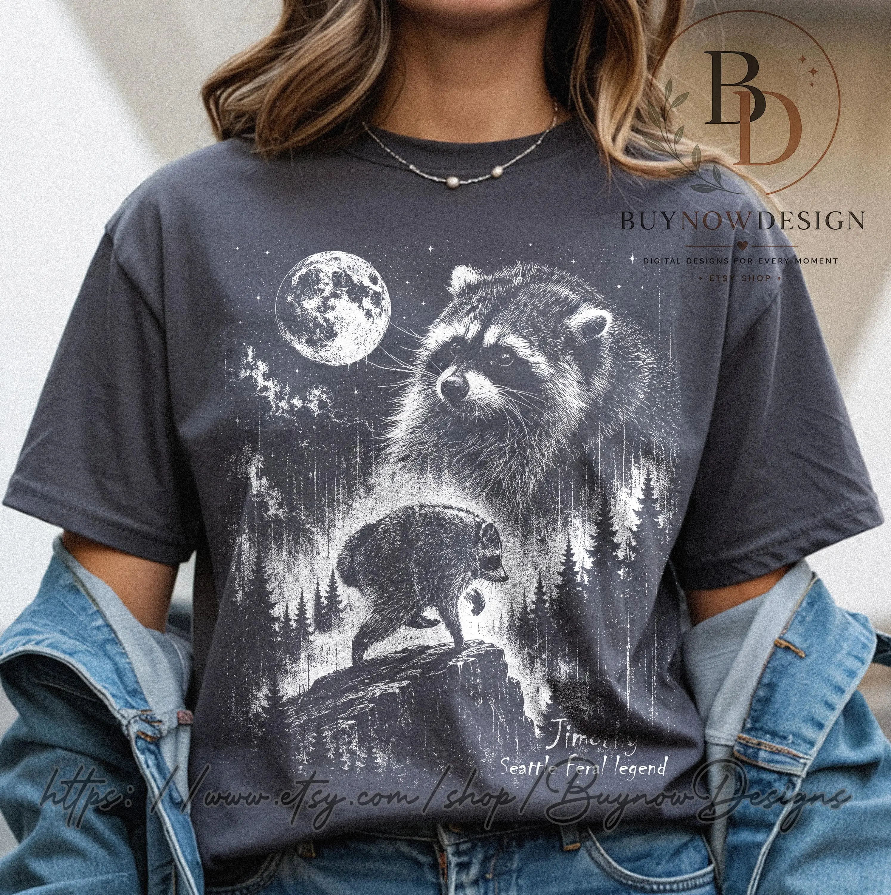 Vintage Jimothy Raccoon Shirt, Seattle Feral Legend Tee, Retro Moon Graphic Tshirt, Funny Trash Panda Cottagecore Animal