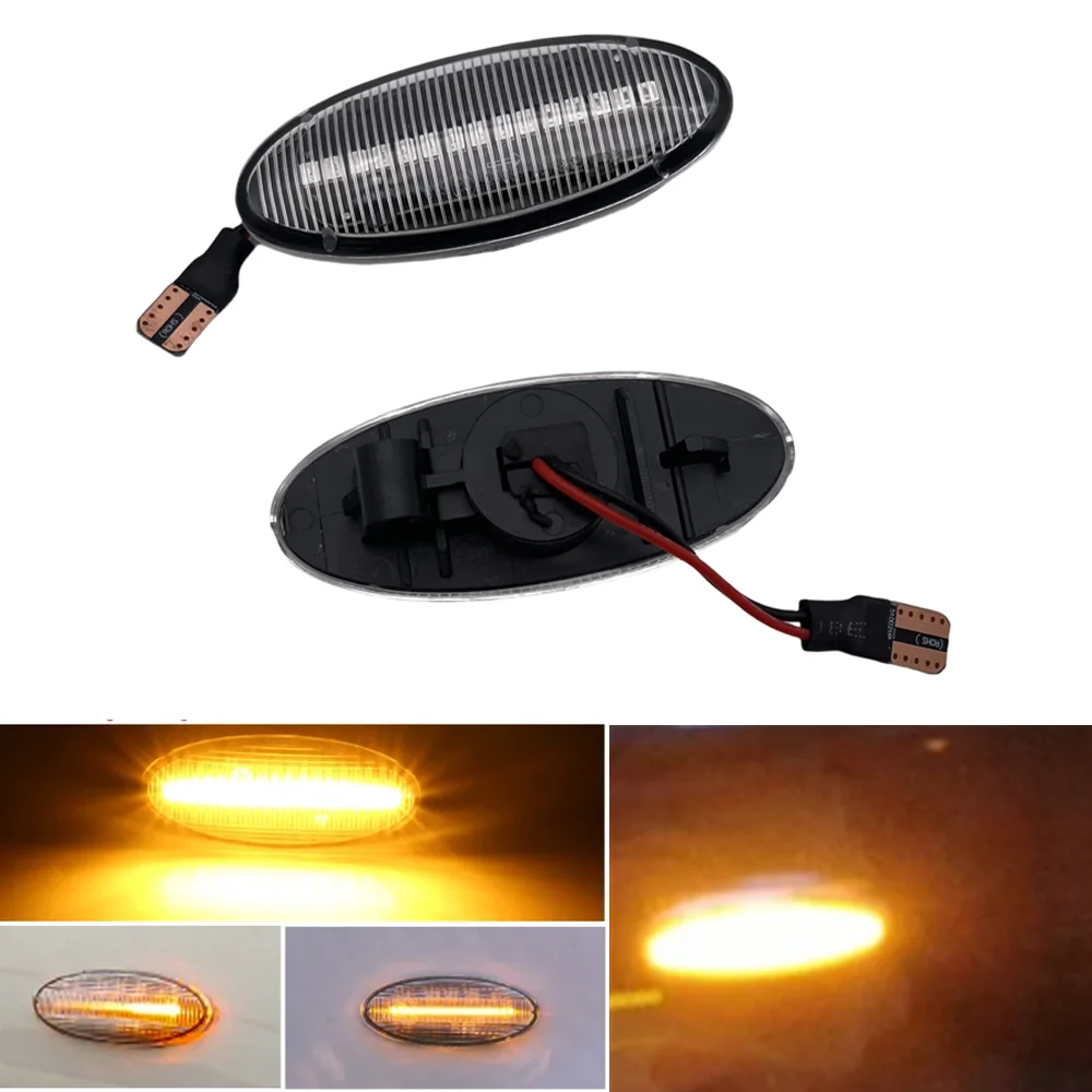 2pcs Dynamic LED Fender Side Marker Turn Signal Lights For Nissan X-trail Qashqai J10 Cube Juke Leaf Micra Micra K13 Note E11