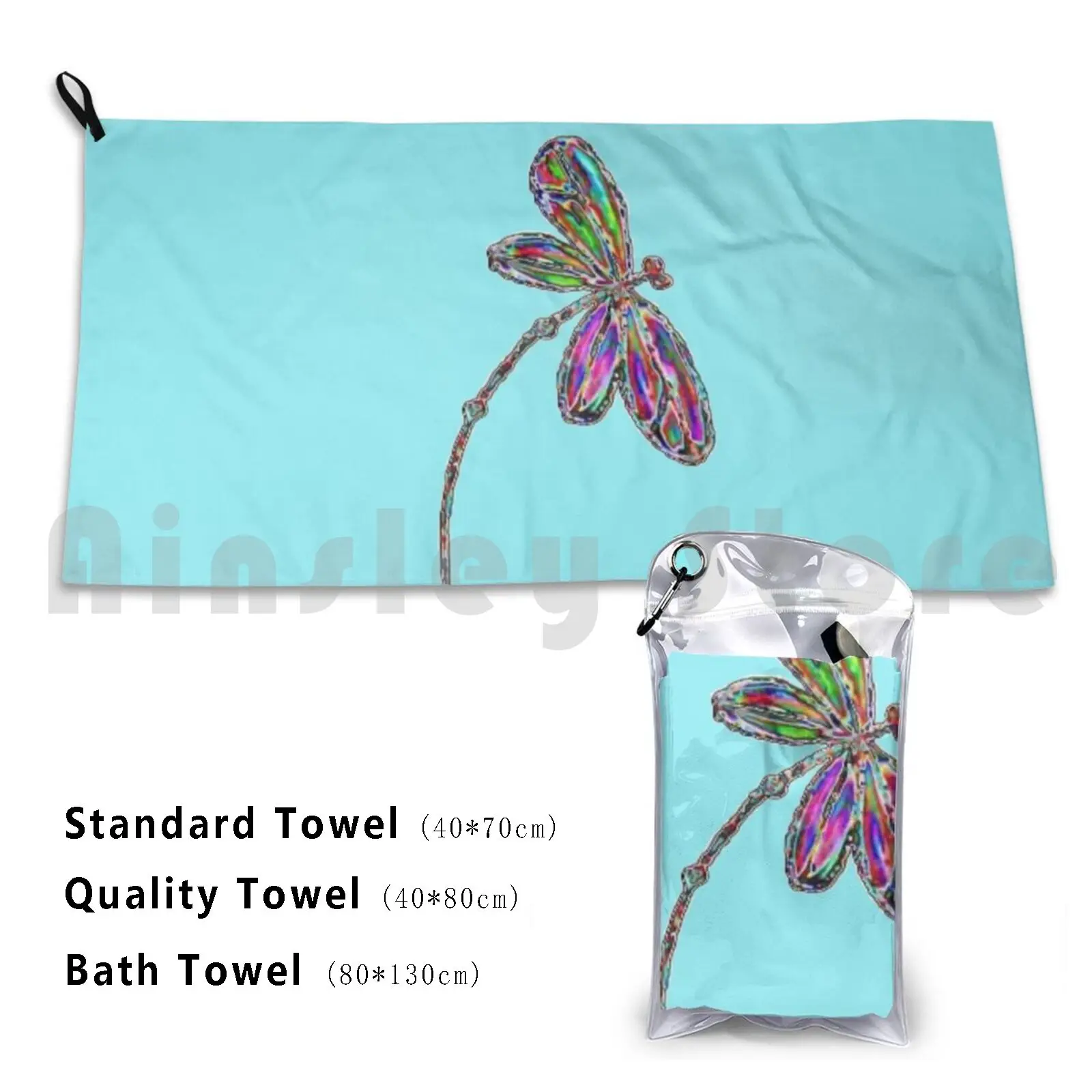 Toalla de baño de libélula de neón-turquesa, cojín de playa, libélula, libélulas, vuelo, libélula, volador