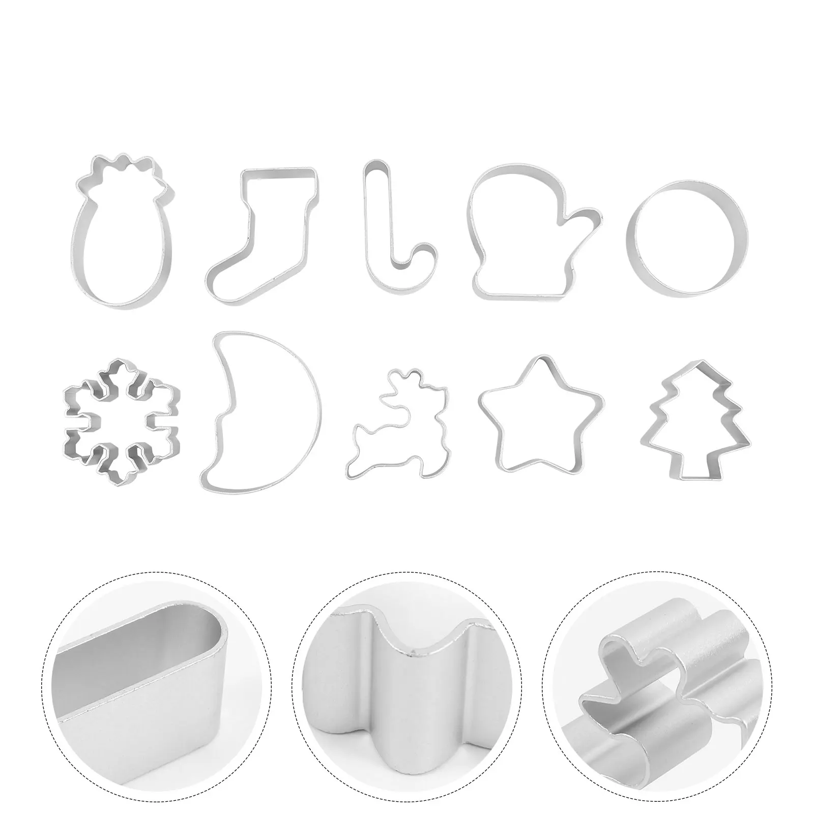 

10 Pcs Cookie Set Biscuit Mold Cartoon Stainless Steel Holiday Tools Christmas White Colors Various Sizes Baking Molds