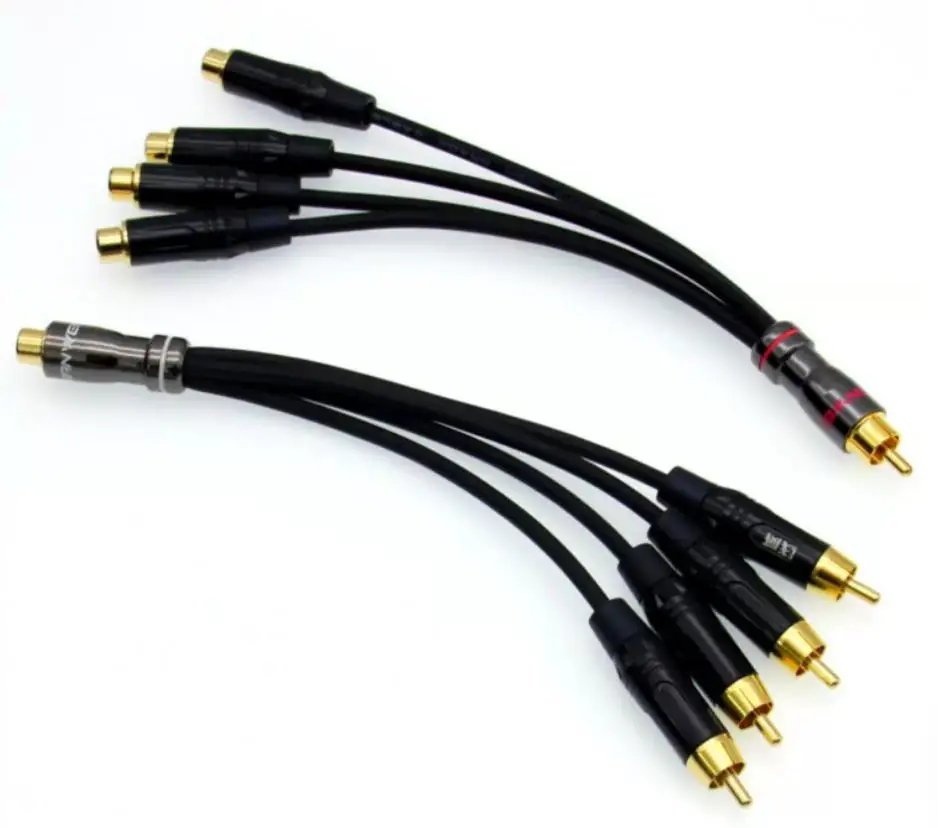 HIFI RCA 1 To 2 3 4 Female to Male Splitter Cable Audio Splitter Distributor Converter Speaker Gold Cable Car Audio Amplifier
