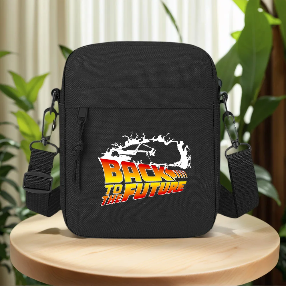 Car flying into white shapes  Men Crossbody Bag Single Shoulder Women Cartoon Anime Film Printing Design Unisex