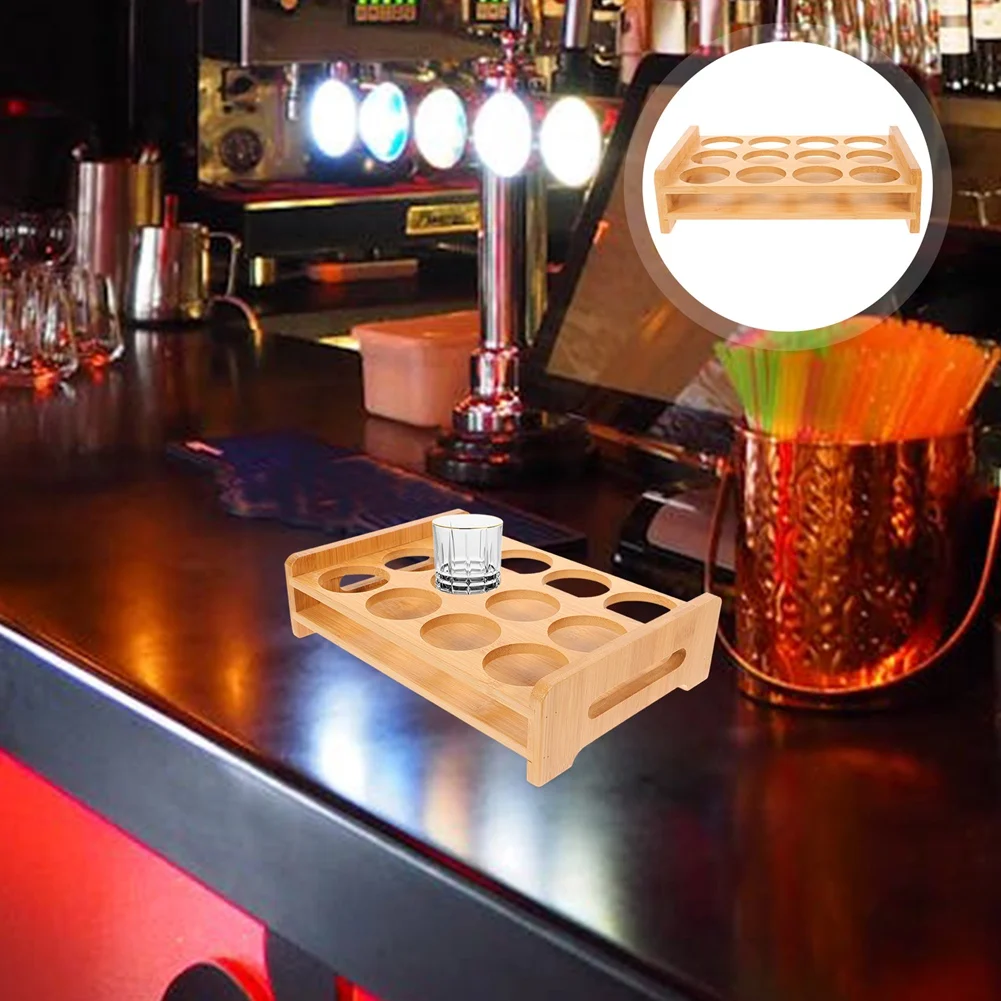ABWR-Shot مجموعة نظارات حامل صينية زجاجية مع 12 فتحة تخدم حامل منظم لتيكيلا ويسكي براندي-بارتي نادي بار