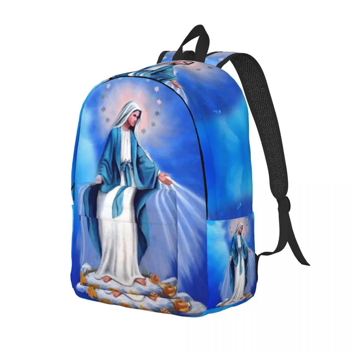 Custom Catholic Virgin Mary Travel Canvas Backpack  Men School Laptop Bookbag Our Lady of Fatima College Student Daypack Bags