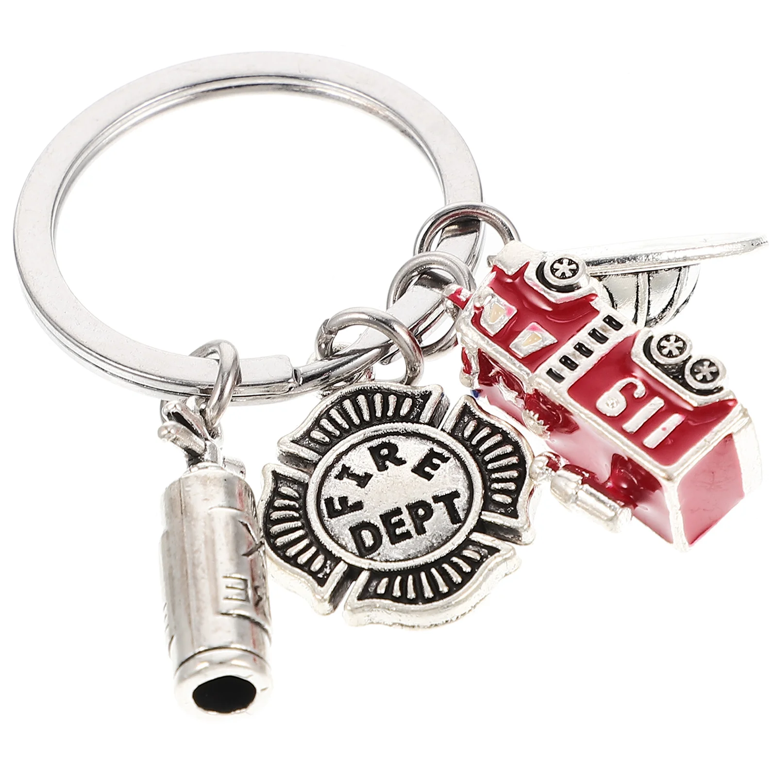 Fire Truck Keychain 3D Metal Firefighter Safety Hat Charm Premium Material Gift Fire Fighting Car nament Bag Pendant