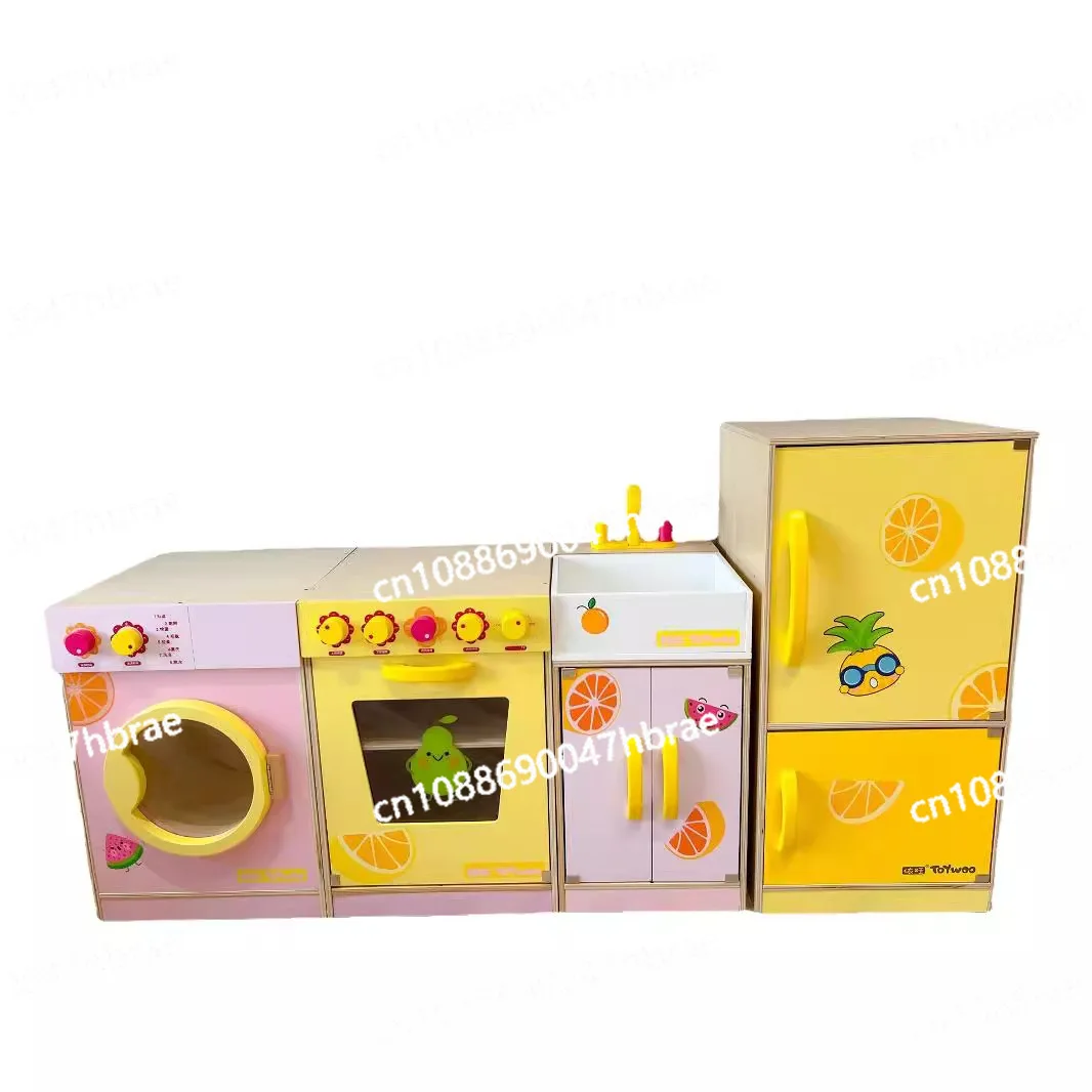 

ToyWoo Children's Play House Toys Wooden Small Appliances Refrigerator Cut Fruit Toys Simulation Vegetables Kitchen Toys