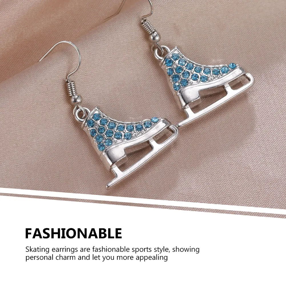 

1Pair Winter Dangle Earrings for Women Rhinestone Skating Jewelry Sports Style Shiny Festival Anniversary Party Wear Lightweight