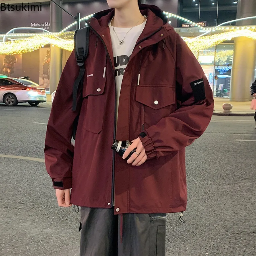 2025 New Spring Autumn Jackets for Men Fashion Couple Hooded Windbreaker Coats Multi-Pockets Outdoor Casual Jackets Big Size 8XL