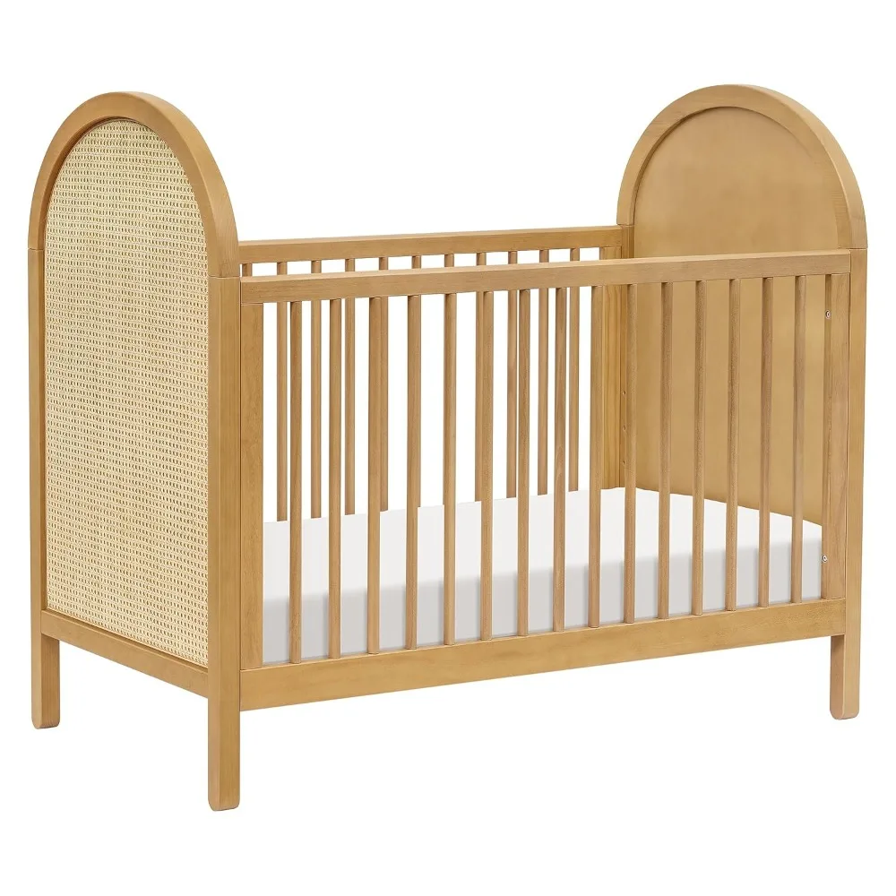 

Bondi Cane 3-in-1 Convertible Crib with Toddler Bed Conversion Kit in Honey with Natural Cane, Greenguard Gold Certified