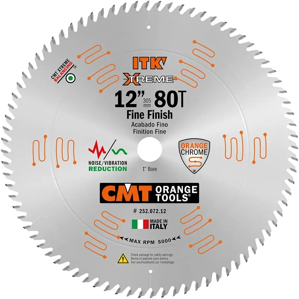 

12-Inch Fine Cut-Off Saw Blade, 80 Teeth ATB Grind, 1-Inch Bore for Industrial Use