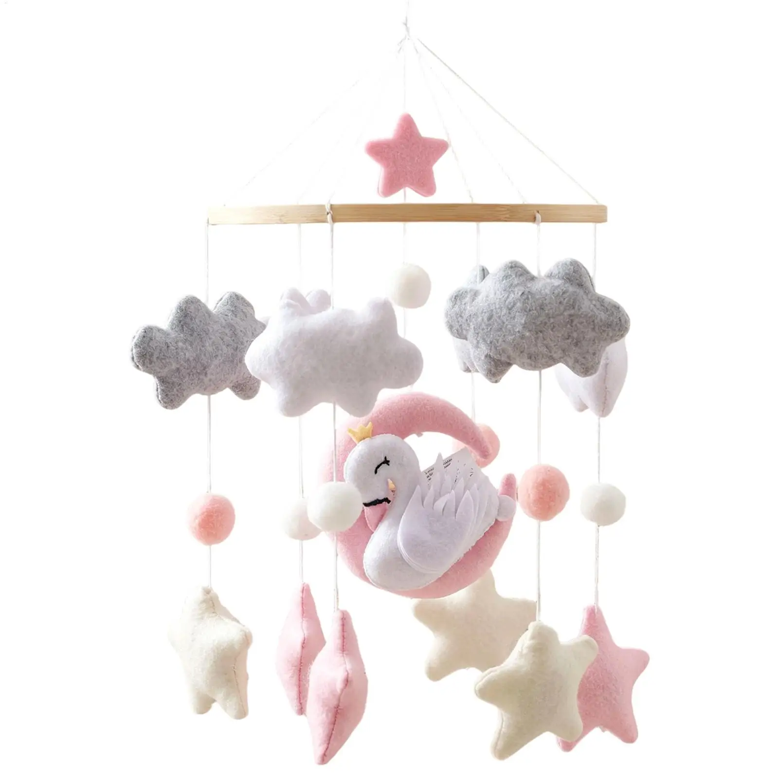 Crib Mobile Felt Soft Sensory Boho Rotating Kids Crib Toys Mobile For Bassinet For Home Bedroom Living Room Sleeping Birthday