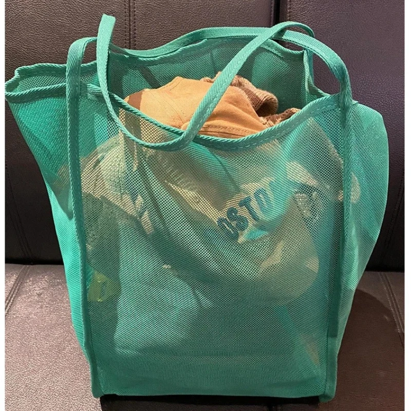 Wind Transparent Mesh Shoulder Bag Fashionable Lightweight Large Capacity Versatile Shopping Bag Beach Bag Shopping Bag Home Use - view 4