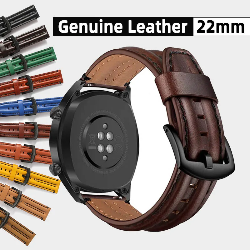 Genuine Leather Watch Strap Band for Huawei Watch 4 46mm 3 2 1 Watchbands for Honor Magic for Amazfit Bracelet Men Women Sport