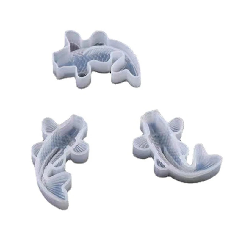 3 Pcs Mirror Goldfish Three-dimensional Koi Ornaments UV Crystal Epoxy Mold Soap Wax Plaster Resin Silicone Mould DIY