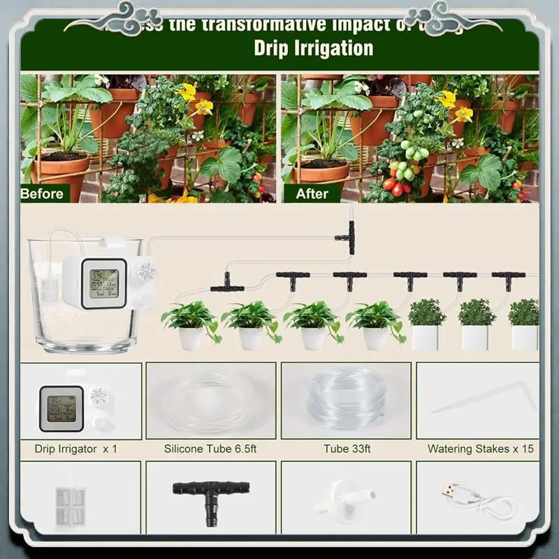 Durable Automatic Drip Irrigation Kit,15 Potted Indoor Houseplants Support,Indoor Automatic Watering System For Plants