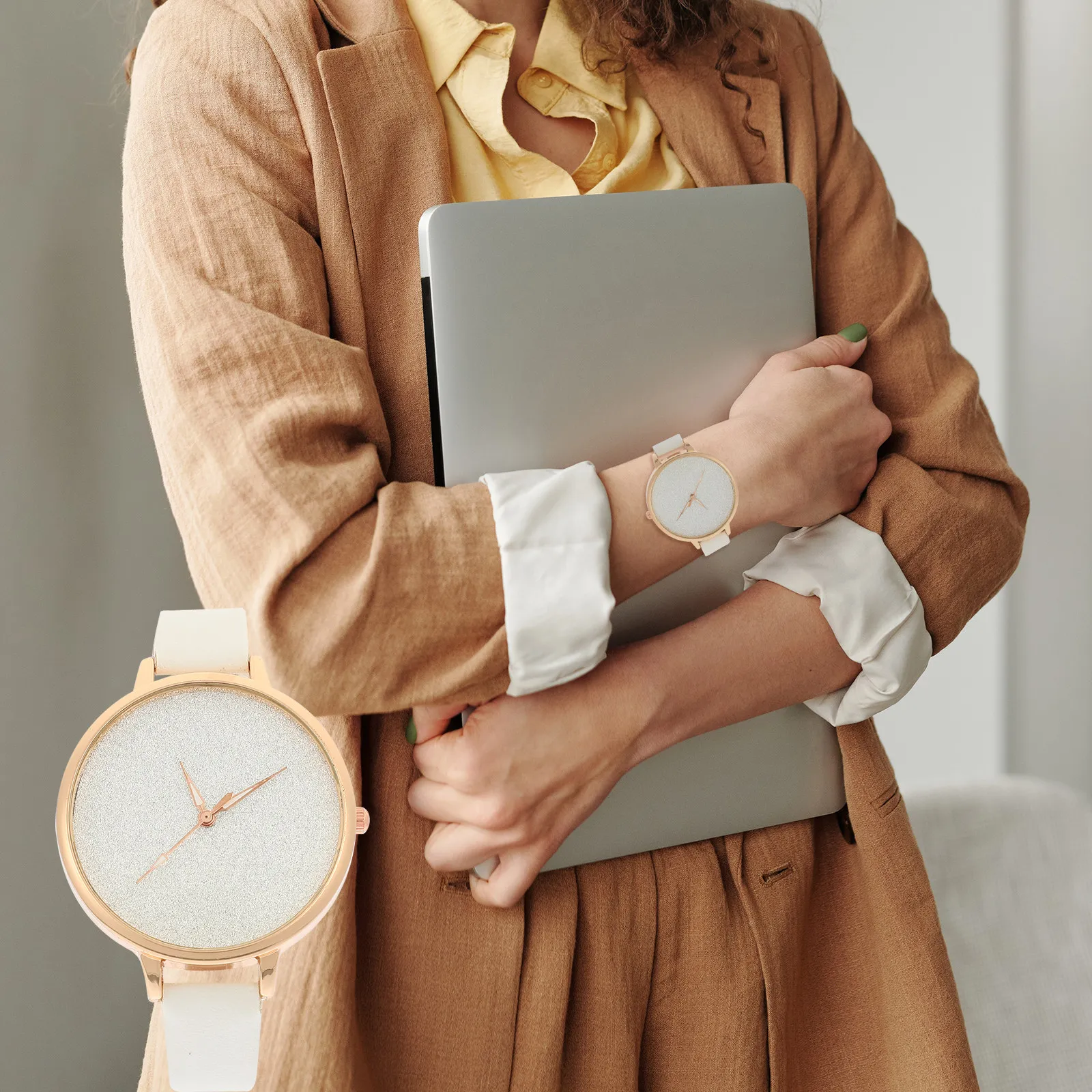 Charming Glitter Dial Women Quartz Wristwatch PU Strap Adjustable Stylish Timepiece for Daily Wear Dating School Office Birthday