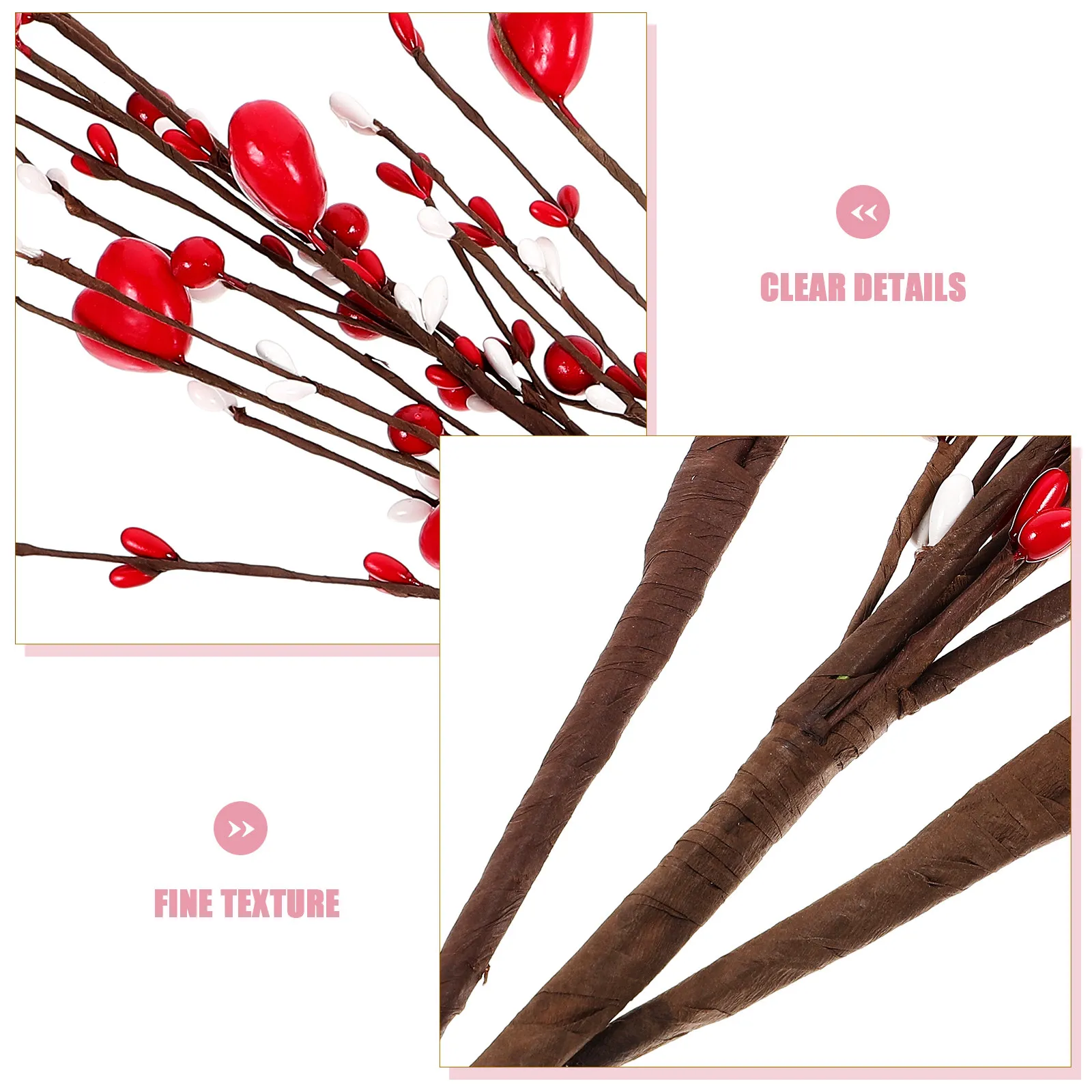

6Pcs Artificial Berry Stems with Heart Decor Lovely Simulation Berries for Valentine's Day Floral Arrangements Centerpiece