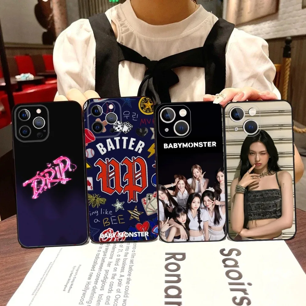 

B-BabymonsterS D RIP Phone Case For iPhone 16,15,14,13,12,11,Pro,X,XS,Max,XR,Plus,Mini Black Soft Silicone Case