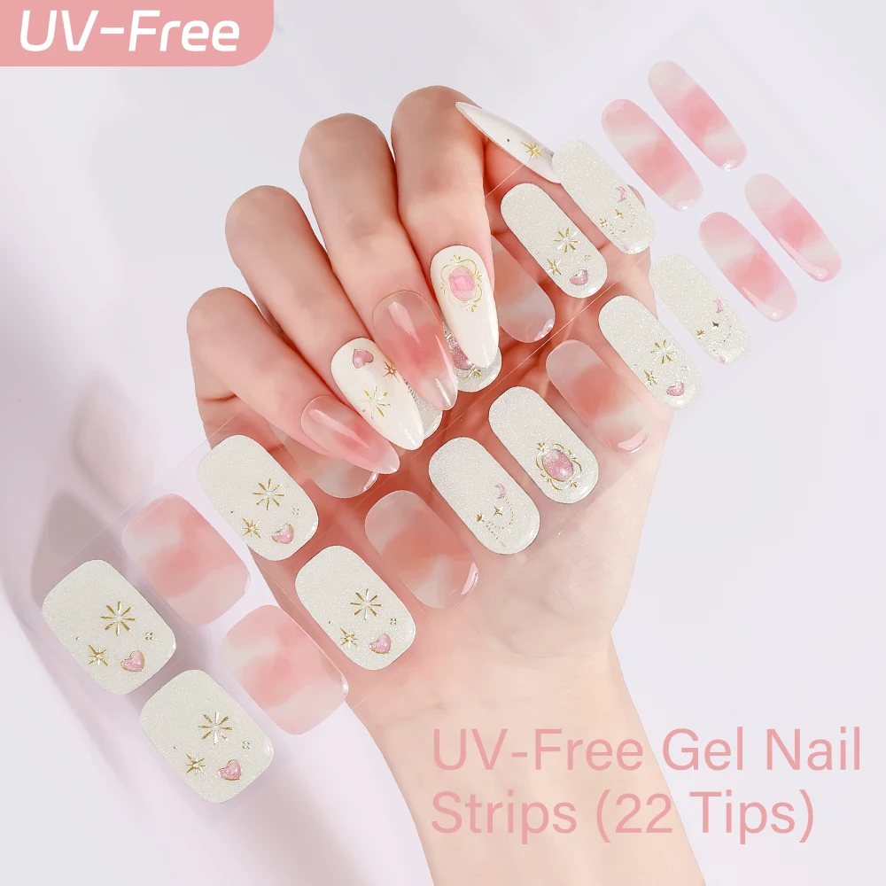 22Tips Full Cover Flower Nail Stickers Multi Color Self Adhesive Slider No Need UV Lamp Cured Nail Strips Press ON Nail Decal