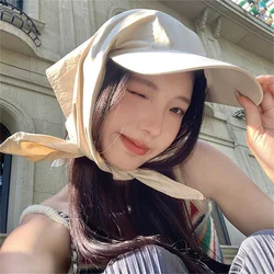 Hot New Korean Quick-drying Strap Headscarf Hat Women Customized Logo Print Sun Outdoor Travel Neck Protection Niche Camping Hat