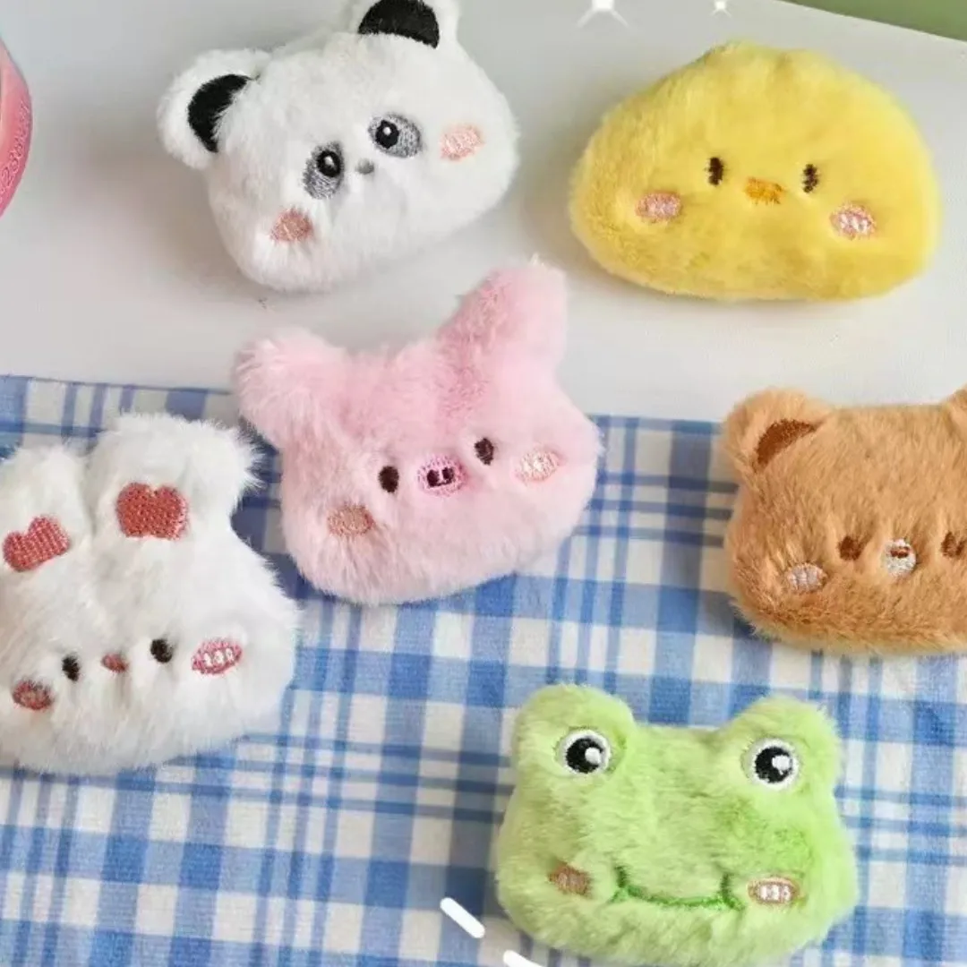 10/12PCS New style rabbit plush brooch cartoon panda frog clothes bag doll decoration pin