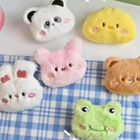 10/12PCS New style rabbit plush brooch cartoon panda frog clothes bag doll decoration pin