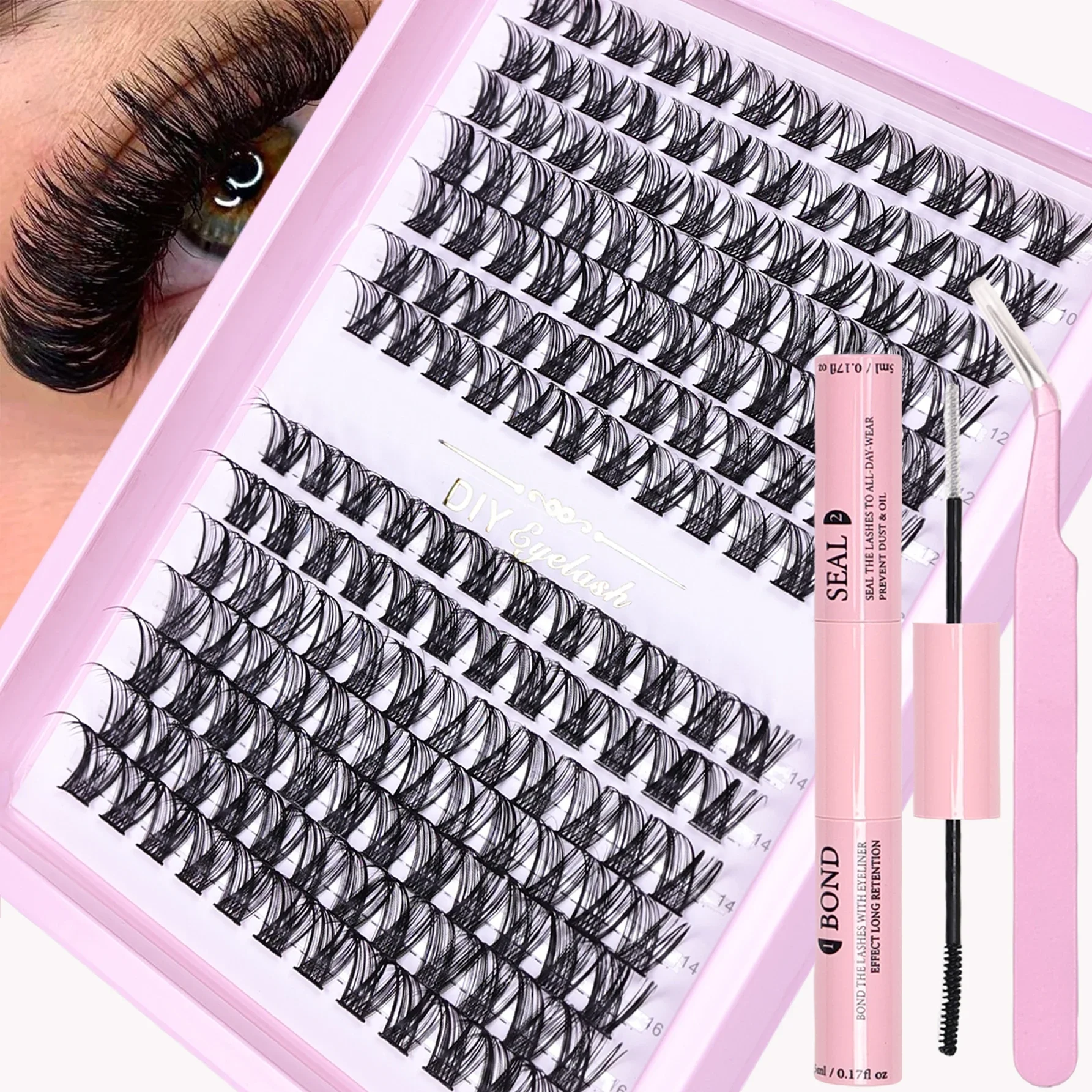 168pcs Eyelash EXTENSION Kit Curler D Curl Eyelash EXTENSION ชุดขนตากาวและ Sealant Curler และ Eyelash Applicator