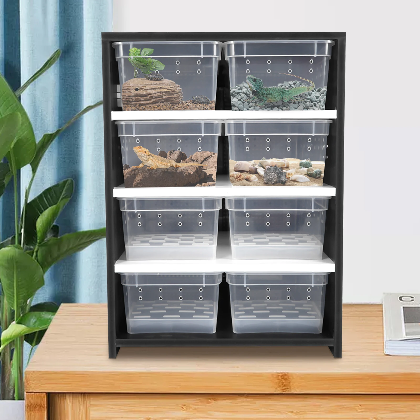 

4Tier Reptile Breeding Tank Cabinet with Insect/Turtle Cage Pet Feeding Box