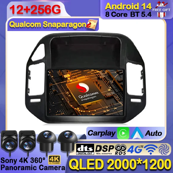 Android 14 For Mitsubishi Pajero 3 V70 V60 1999 - 2006 Car Radio Multimedia Stereo Player Navigation GPS Auto Carplay Head Unit