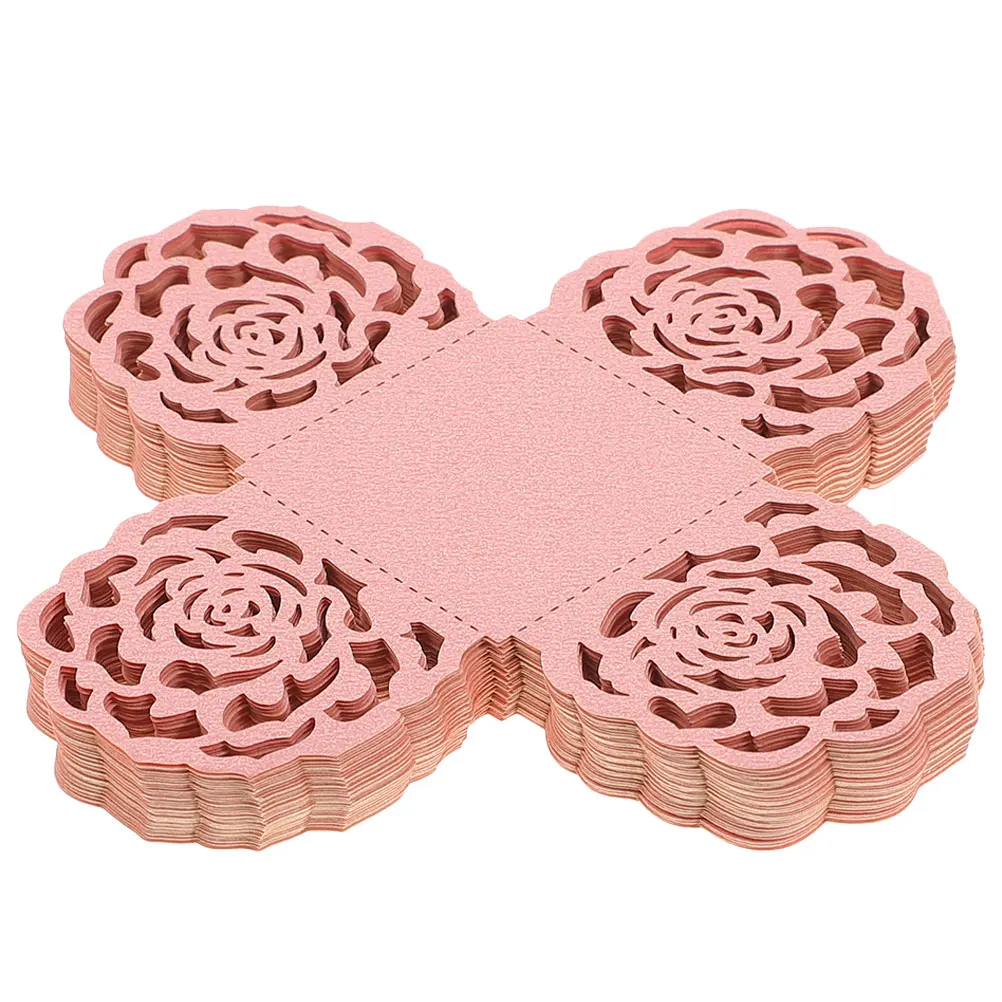 

100pcs Chocolate Tray Paper Wrapper Sweet Wrappers Candy Packing Papers Hollow Rose Edge Packaging For Wedding Party Dessert