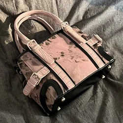 Fashion Retro Handbag 2023 New Spring/Summer PU Pink Black Design Large Capacity Phone Bag Sweet Cool Small Square Bag