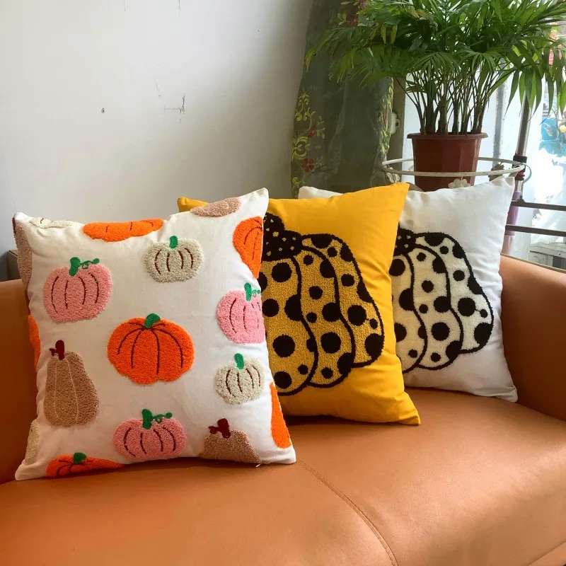 

Роскошная наволочка с вышивкой тыквы, холст, диванная подушка, полотенце, кафе, поясничная подушка