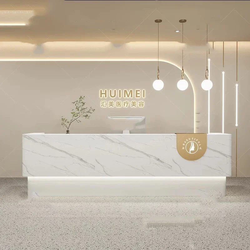 

Beauty Reception Desk Cash Restaurant Front Desk Cashier Table Reception Desk Cabinet Luxury Display Bureau Commercial Furniture
