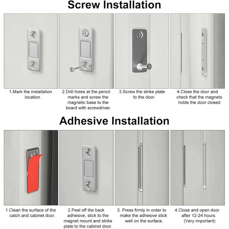Magnetic Cabinet Catches Ultra Thin Door Strong Magnets Stopper Invisible Adhesive Drawer Magnet Lock for Kitchen Closet Closer image 4