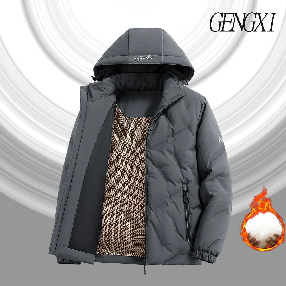 وصول شتاء جديد: سترة رجالية مقاومة للماء باللونين الأسود والذهبي مقاومة للرياح ودافئة من ريش البط الأبيض ملابس غير رسمية عصرية