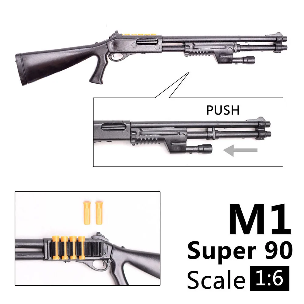 1/6 스케일 M1 Super90 총 군사 무기 미 육군 M134 Minigun M16 M14 M82A1 군인 SWAT 액션 피규어 조립 모델 완구