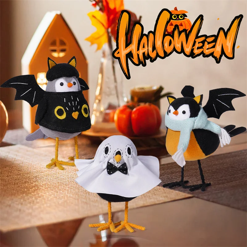 Halloween Birds Figurine para Decorações Desktop, Felt Birds, Window Display, Party Featherly Amigos