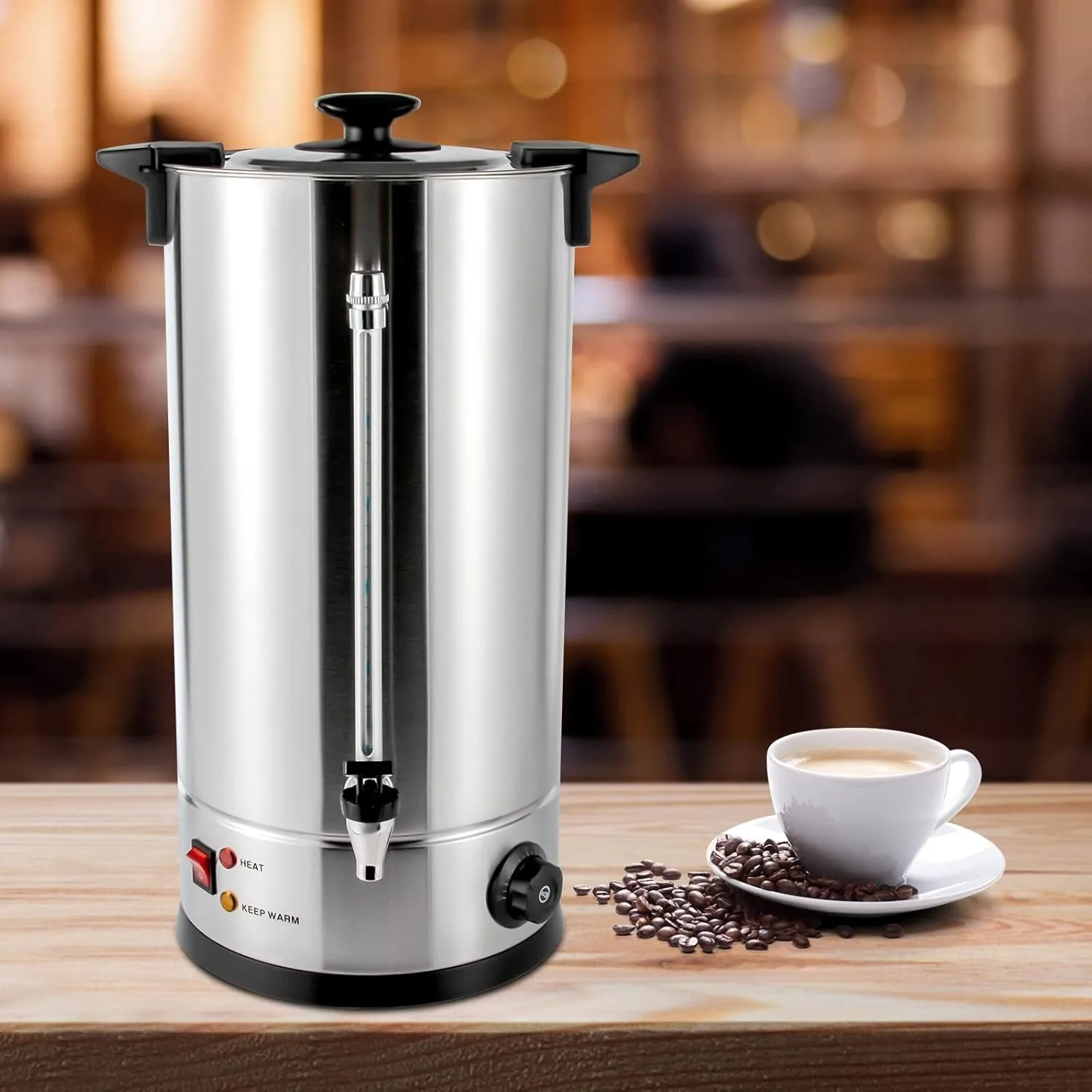 

25L/6.6 gal Commercial Stainless Steel Electric Hot Water Dispenser, Double-layer Barrel, with Faucet, Portable for Hot Drinks