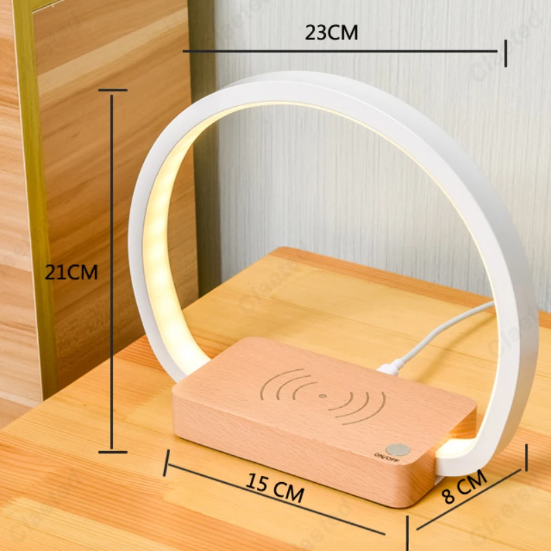الإبداعية الجديدة LED شحن لاسلكي اللمس التبديل الصلبة الخشب ضوء الليل غرفة نوم السرير جو الإضاءة