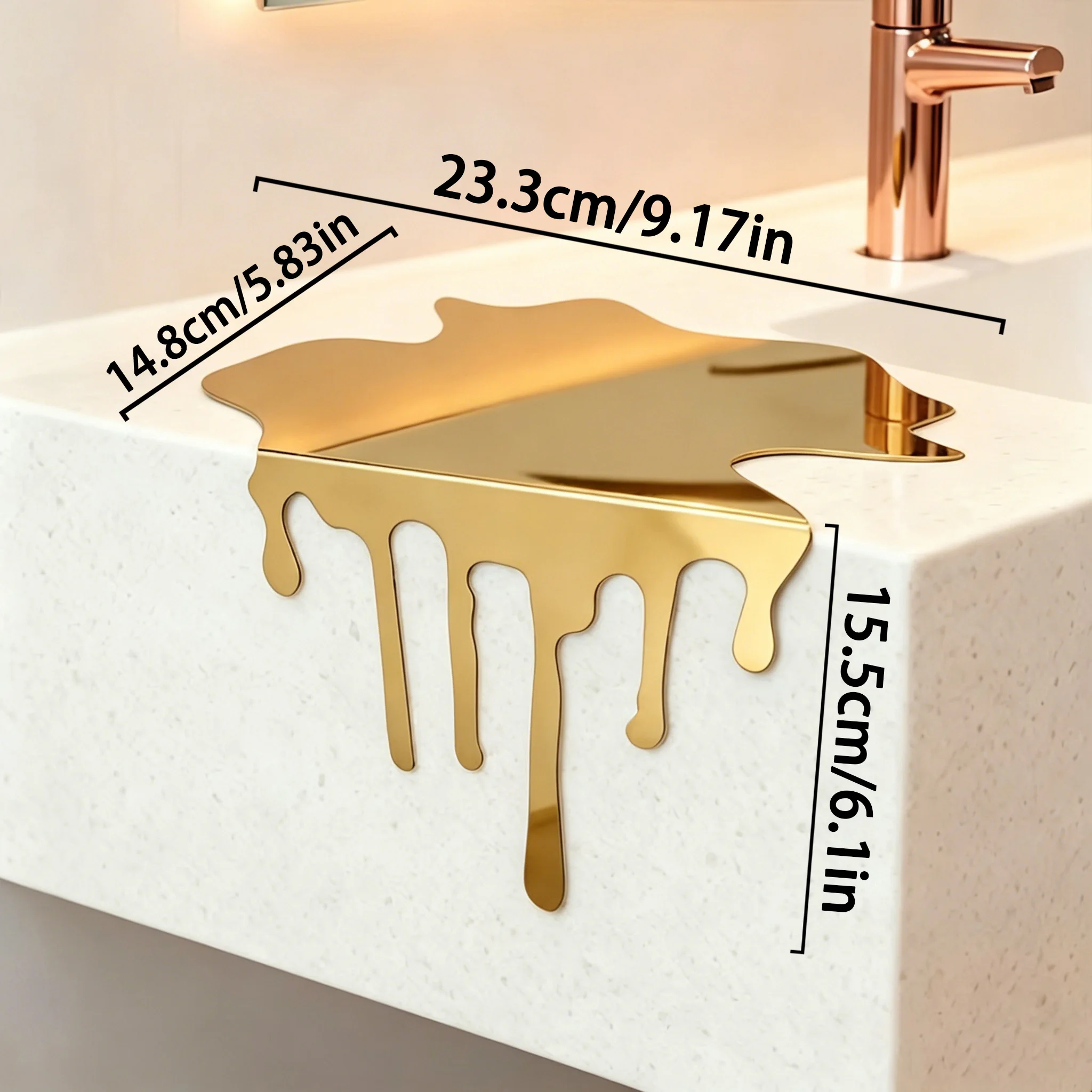 Creative Liquid Drip Metal Tray Stainless Steel Gold Mirror Finish Desktop Decor Ornament Table Spill Art Crafts DIY Manual Shap