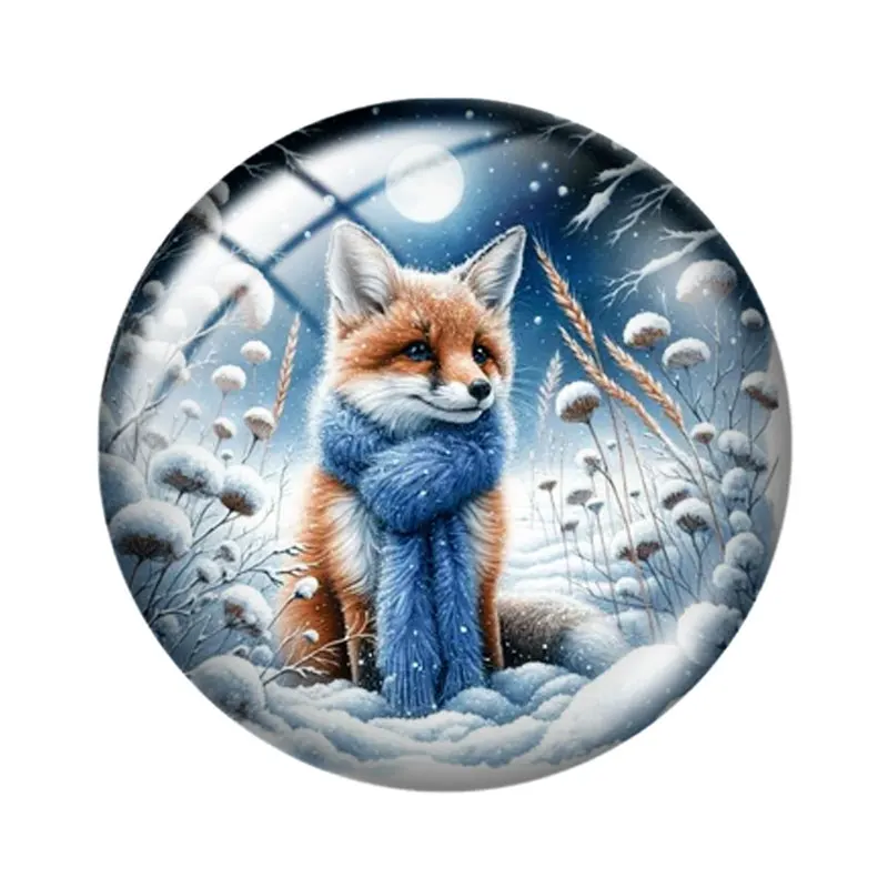 Winter Fox Clipart 12/18/20/25mm glass cabochon  bracelet pendant rings for jewelry demo earrings back Making findings