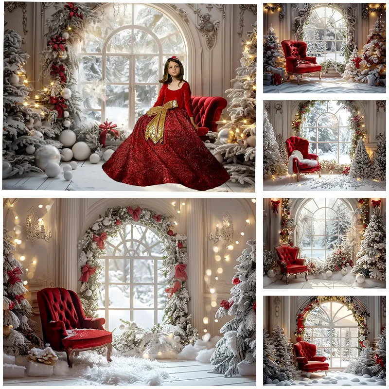 Mocsicka Photography Backdrop Christmas New Year's Eve Party Xmas Tree Sofa Background Family Portrait Kids Studio Photo Prop