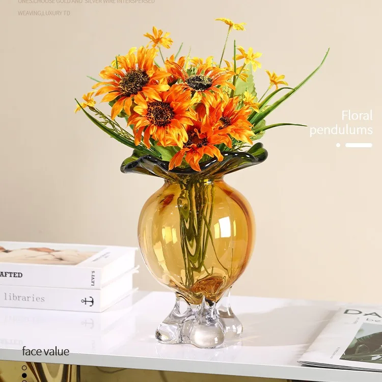 luxury modern glazed vase water raising flower arrangement living dining room entrance Internet flower vase